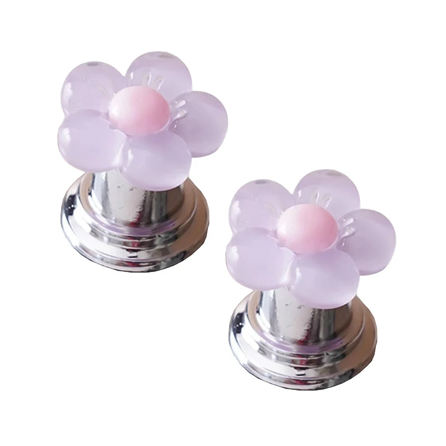 Cute Flower Toilet Flush Button, Long Nails & Manicure Friendly, Easy Push Lever, Press Handle for Bathroom Tank, 2Pcs