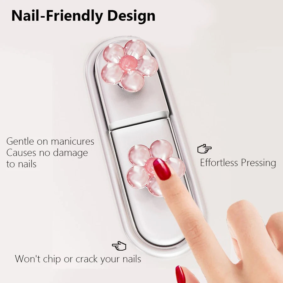 Cute Flower Toilet Flush Button, Long Nails & Manicure Friendly, Easy Push Lever, Press Handle for Bathroom Tank, 2Pcs