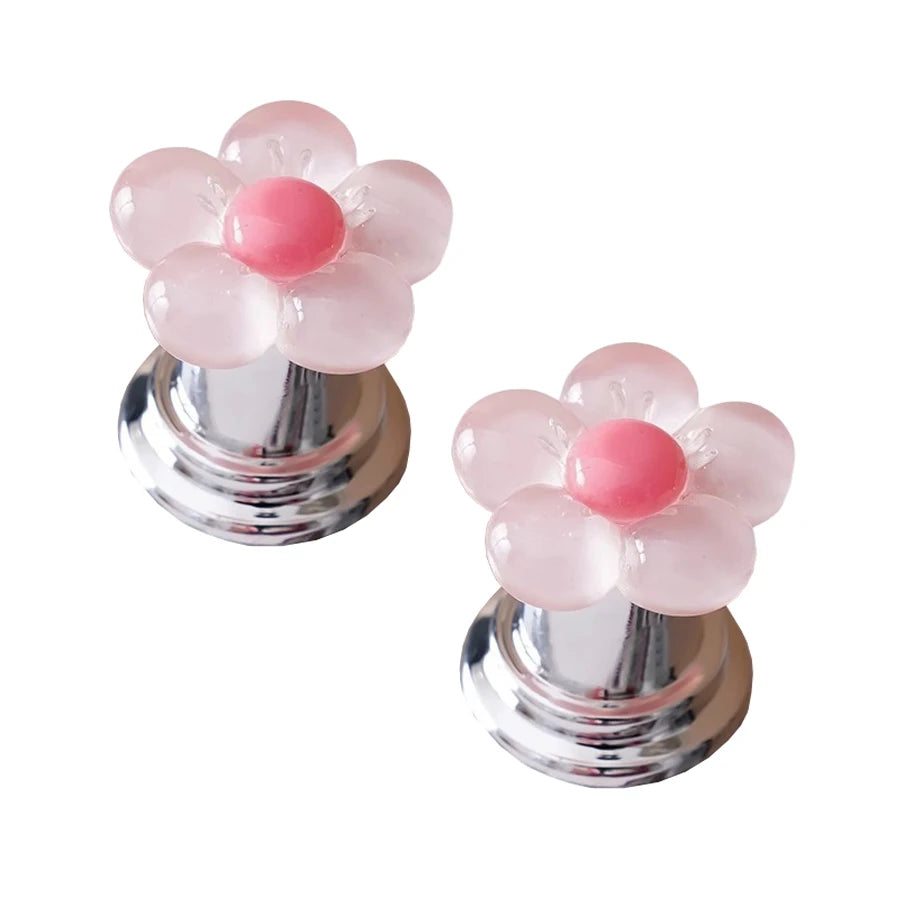 Cute Flower Toilet Flush Button, Long Nails & Manicure Friendly, Easy Push Lever, Press Handle for Bathroom Tank, 2Pcs