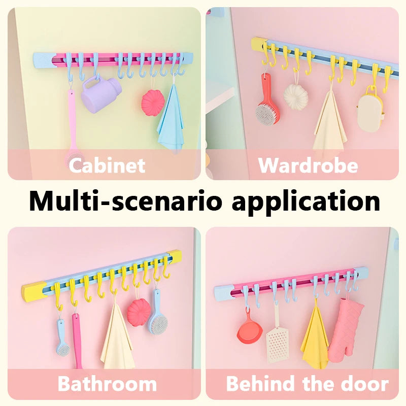 Non Perforated Sliding Rail Hooks Dopamine Sliding Hooks Kitchen Storage Hook Door Storage Hooks Household Shelf Universal Hooks