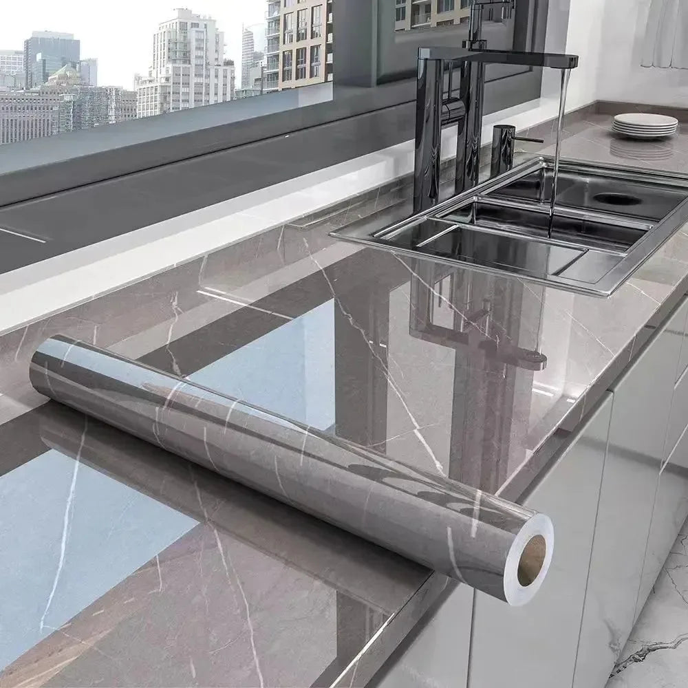 40cm Marble Vinyl Self Adhesive Wallpaper Waterproof Contact Paper PVC Wall Stickers for Kitchen Livingroom Home Decorative Film