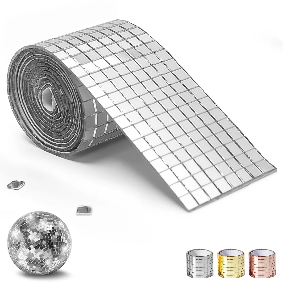 Disco Ball Tiles, 5 x 5 mm Self-Adhesive Acrylic Mirror Tiles, Peel and Stick Mosaic for DIY Disco Ball, Art Collage