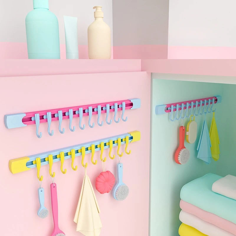Non Perforated Sliding Rail Hooks Dopamine Sliding Hooks Kitchen Storage Hook Door Storage Hooks Household Shelf Universal Hooks