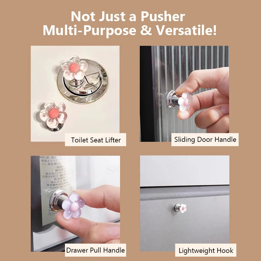 Cute Flower Toilet Flush Button, Long Nails & Manicure Friendly, Easy Push Lever, Press Handle for Bathroom Tank, 2Pcs